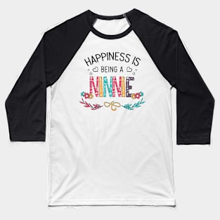 Happiness Is Being A Ninnie Wildflowers Valentines Mothers Day Baseball T-Shirt